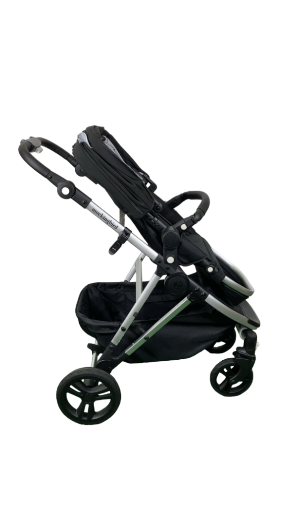 Mockingbird Single 2.0 Stroller, 2024, Black, Silver With Black Leather, Watercolor Drops Online now - Image 4